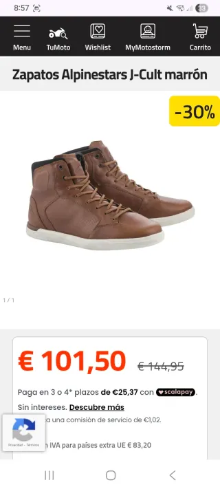 Botas Moto Alpinestars J-Cult Marrones (núm. 38,5)