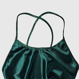 Vestido lencero verde satinado