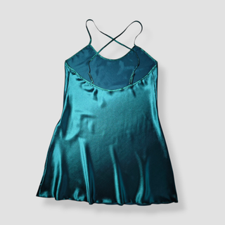 Vestido lencero verde satinado