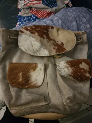 Zainetto vera pelle beige e marrone