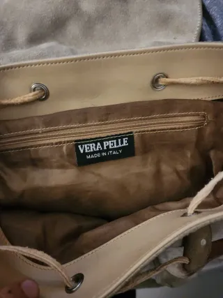 Zainetto vera pelle beige e marrone