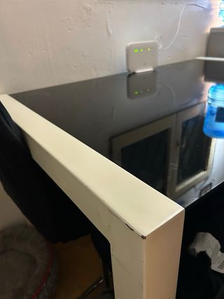 Mesa de comedor extensible de hierro y cristal