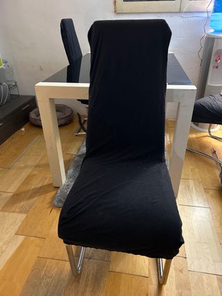 Mesa de comedor extensible de hierro y cristal