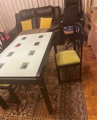 Mesa de comedor cristal y madera