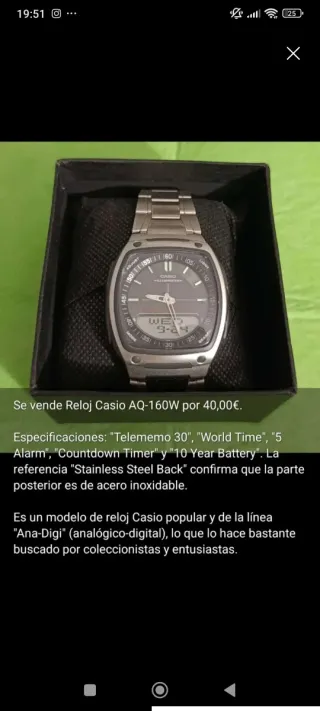 Reloj Casio AQ-160W Ana-Digi Acero