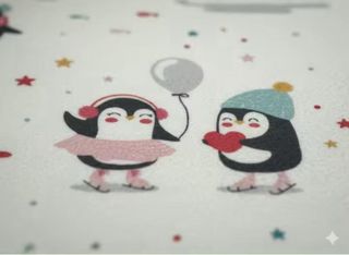 Juego de sábanas coralina infantil pingüino rosa