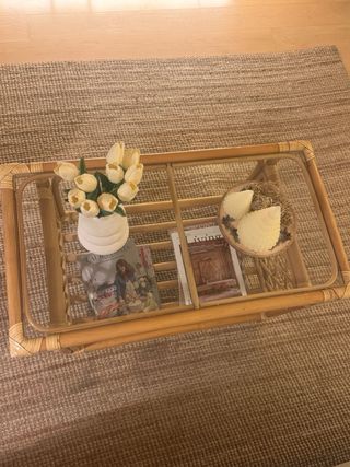 Mesa de centro bambú y cristal