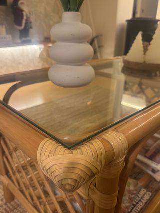 Mesa de centro bambú y cristal