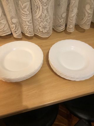 6 Platos Llanos y 6 Hondos Porcelana Blanca