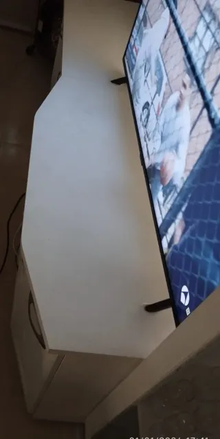 Mueble bar salón vitrina, pintado blanco, módulos