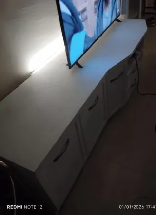 Mueble bar salón vitrina, pintado blanco, módulos