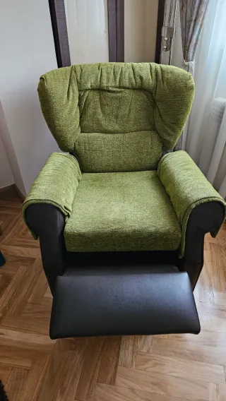 Sillón reclinable tela y piel