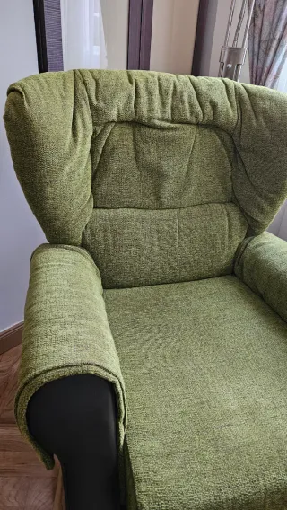 Sillón reclinable tela y piel