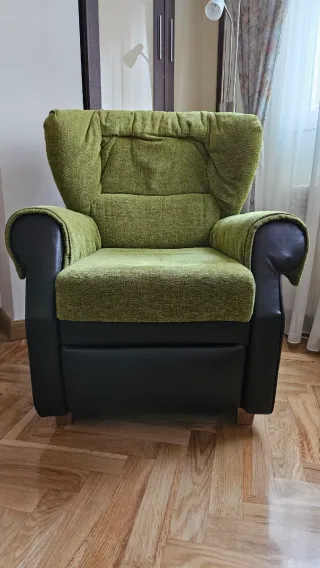 Sillón reclinable tela y piel