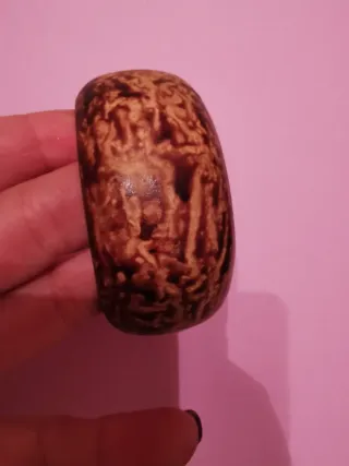 Pulsera Brazalete Diseño Floral y Hojas, talladas