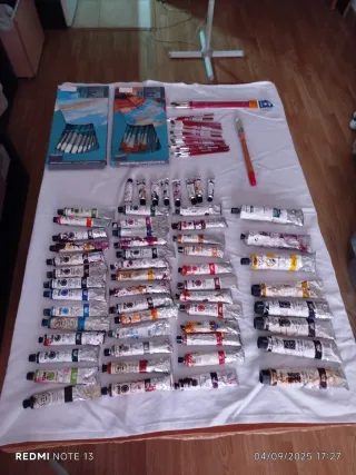 Lote Pinturas Óleo y Acrílico + Pinceles