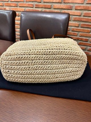 Bolso Tote Rafia Polo Ralph Lauren Beige/Marrón