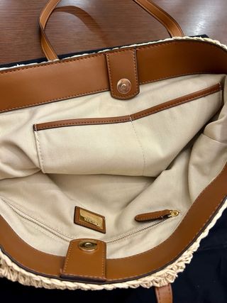 Bolso Tote Rafia Polo Ralph Lauren Beige/Marrón