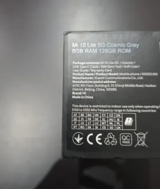 Xiaomi 10 Lite 5G 128GB Negro/Gris