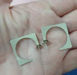 Pendientes Aros Cuadrados Plata Ley Vintage 80s