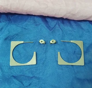 Pendientes Aros Cuadrados Plata Ley Vintage 80s