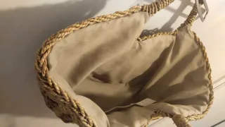 Bolso capazo rafia y tela estampado floral