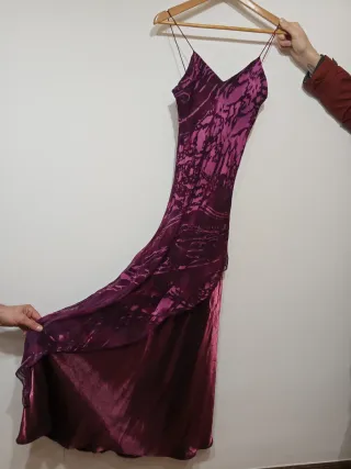 Vestido largo fiesta/cóctel rosa y morado