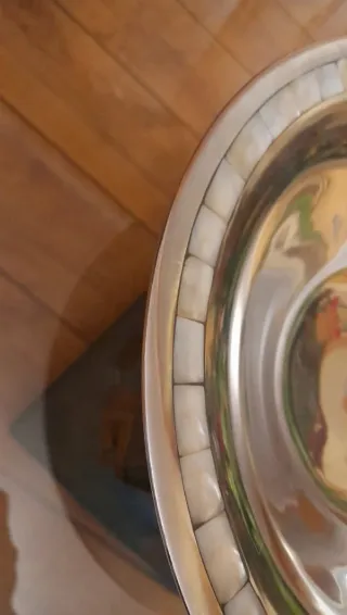 Centro de mesa metal y nacar