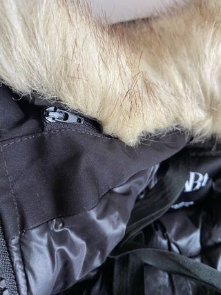 Abrigo Zara Negro con Capucha - estola pelo nueva