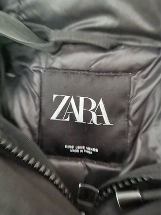 Abrigo Zara Negro con Capucha - estola pelo nueva