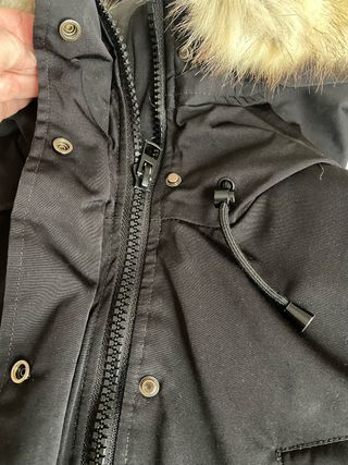 Abrigo Zara Negro con Capucha - estola pelo nueva