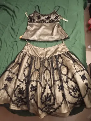 Conjunto ceremonia champán y negro T.40-42