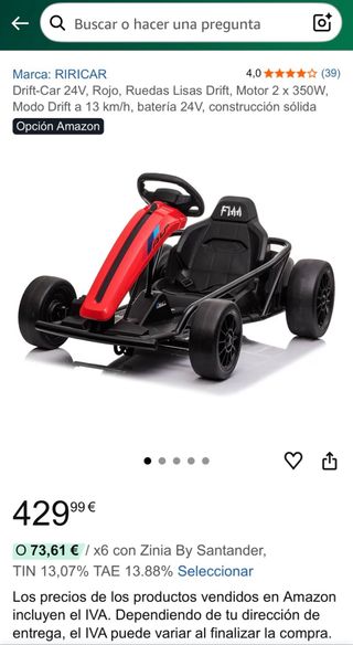 Kart eléctrico infantil rojo