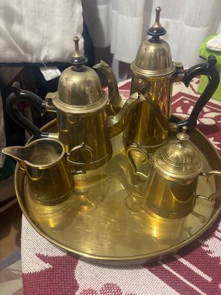 Juego de té/café antiguo dorado