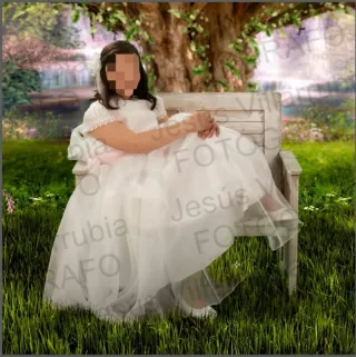 Vestido de Comunión con cancán zapatos y tocado