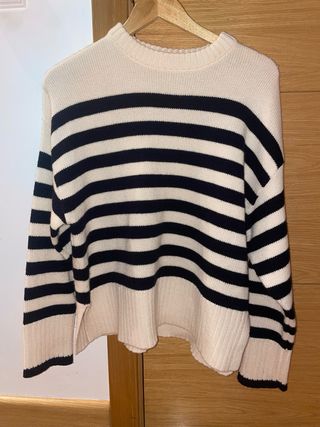 Jersey rayas beige y azul marino