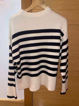 Jersey rayas beige y azul marino