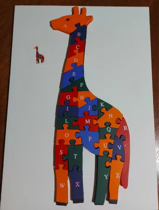 Puzzle Jirafa Madera Letras Infantiles