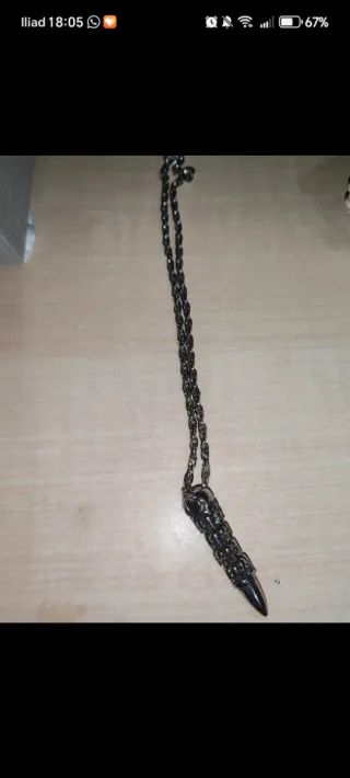 Collana proiettile con teschi argento