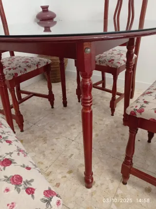 4 Sillas Comedor Madera Tapizadas Flores
