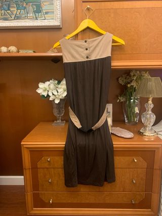 Vestido Tintoretto Beige y Marrón