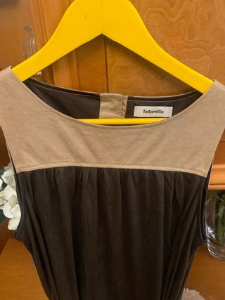 Vestido Tintoretto Beige y Marrón