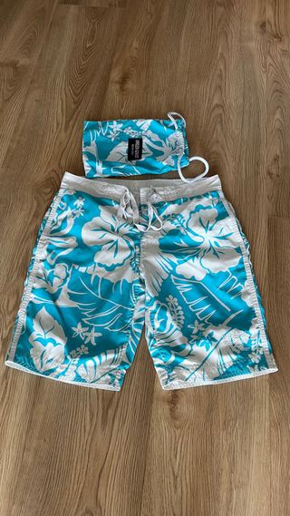 Bañador estampado caballero azul y blanco