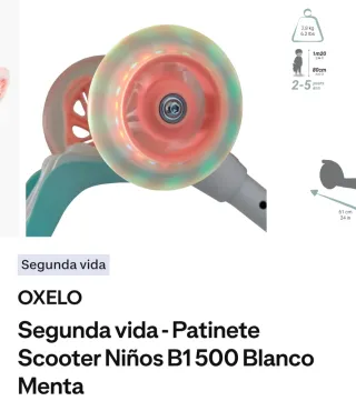 Patinete infantil Decathlon verde menta Con caja.