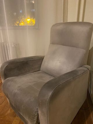 Sillón Eléctrico Beige/Gris Terciopelo