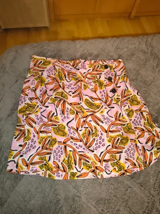 Pantalones anchos estampados mujer