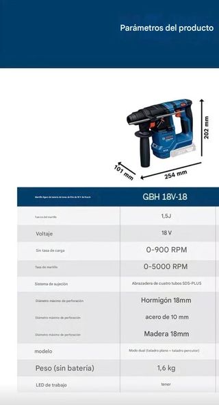 Martillo Perforador Bosch GBH 18V-18