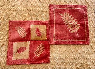 Fundas Cojín Retro Rojo y Beige