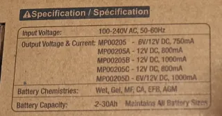 Cargador Batería MotoPower Junior 12V