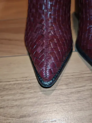Botines piel trenzada burdeos T.39